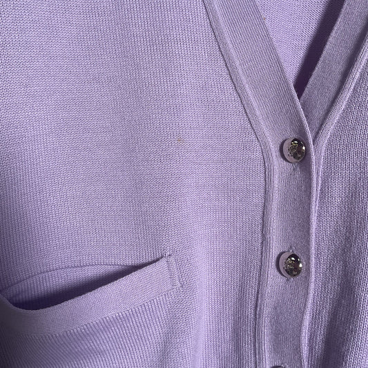 Courreges Lavender Button Up Cardigan Wool Sweater - Size 9R