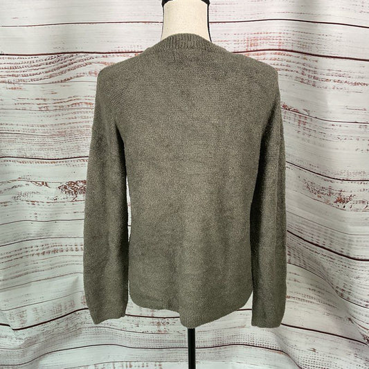 NWT Barefoot Dreams Olive Branch Green Textured Pullover Henley Sweater Size XS