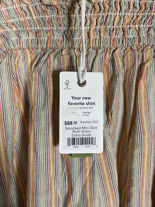 NWT Women's Marie Layer Smocked Mini Skirt Multi Stripe Size XS