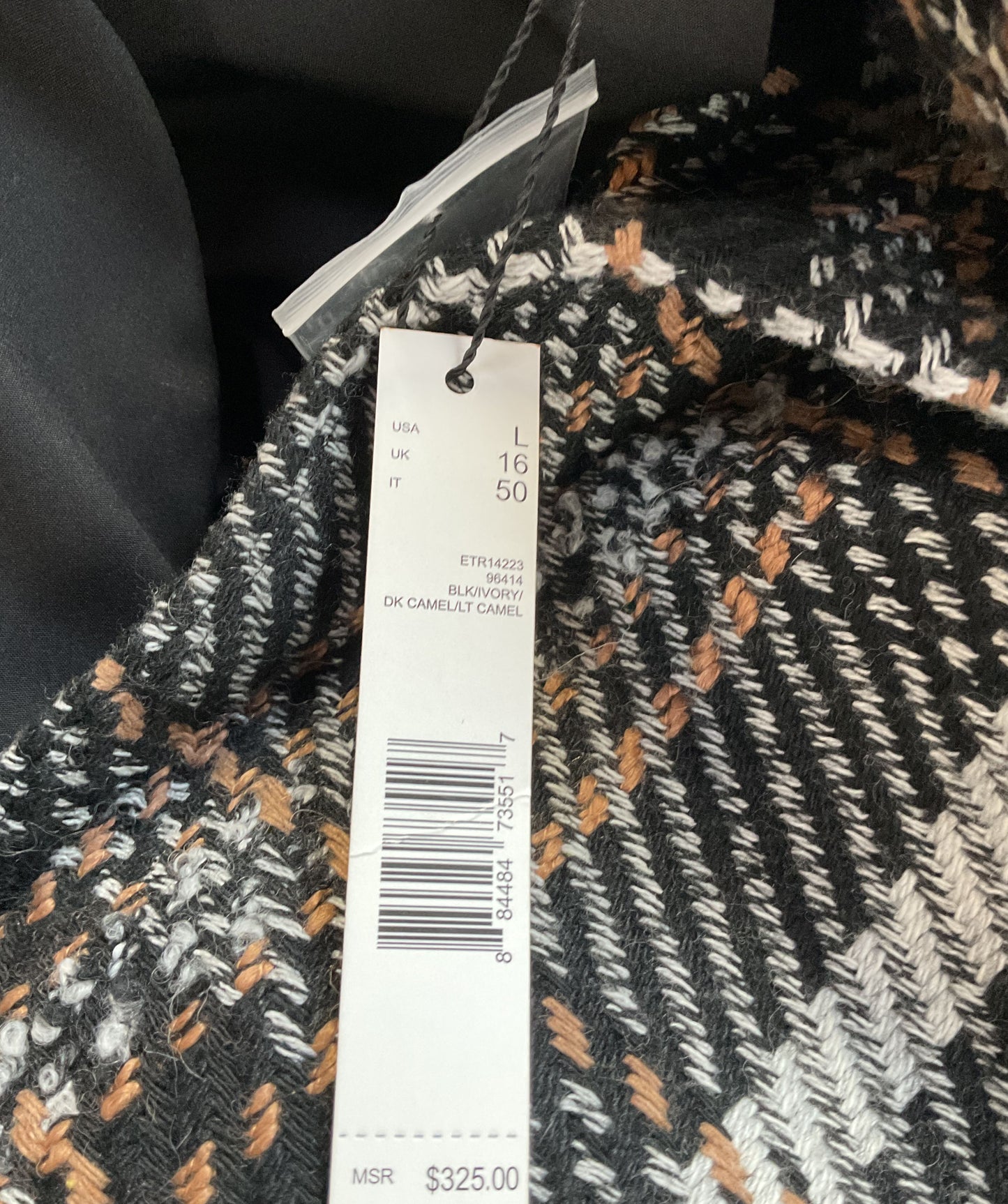 Elie Tahari Wool Blend Women's Tweed Blazer Multicolor L