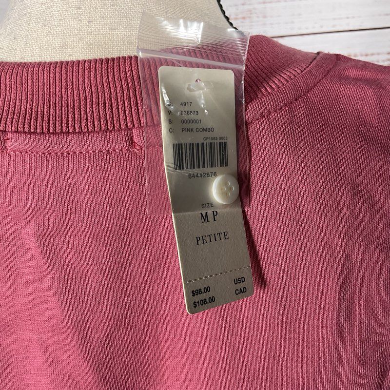 NWT MAEVE Anthropologie Women's Pink Puffy Sleeves Shirt Sweater- SZ M Petite