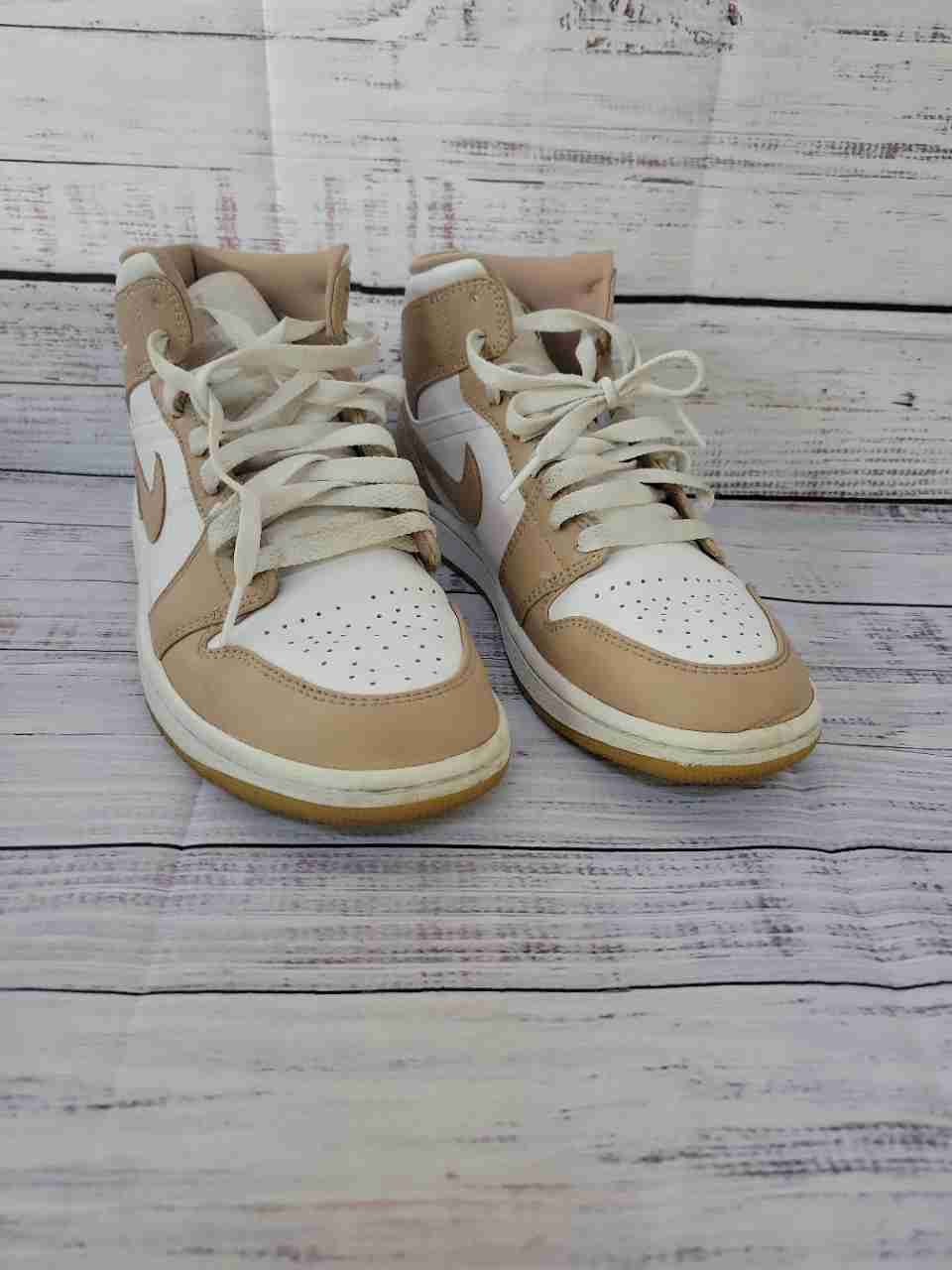 Women's Nike Air Jordan Tan & White High-top Sneaker Size 7.5