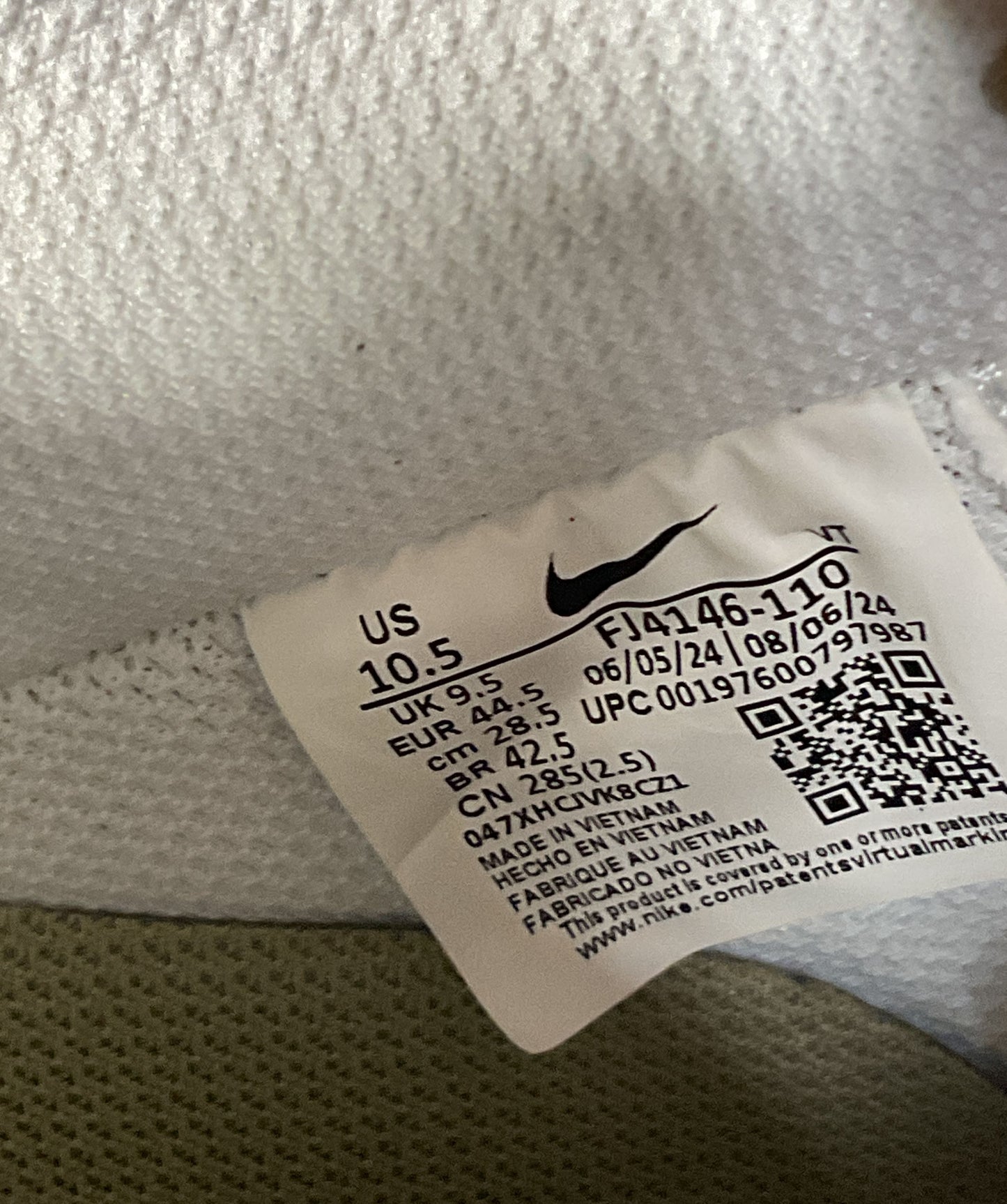 Nike Air Force 1 '07 FJ4146-110 Sneakers White Neutral Olive 10.5