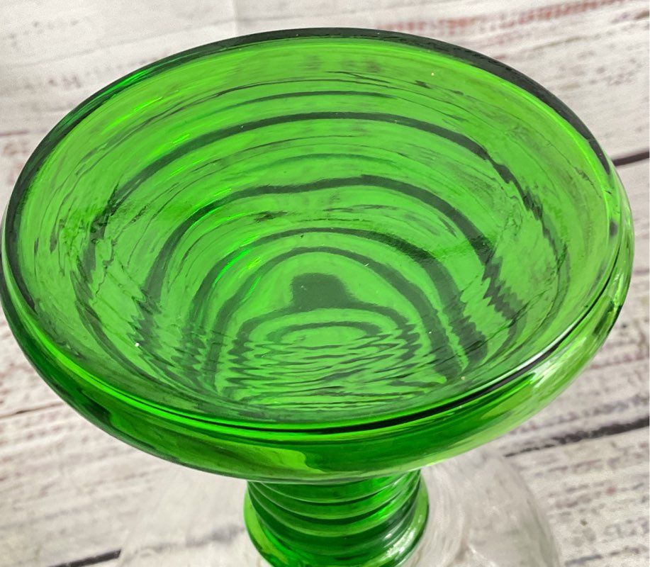 Roemer Style Set of 4 Glass Goblets Green Clear