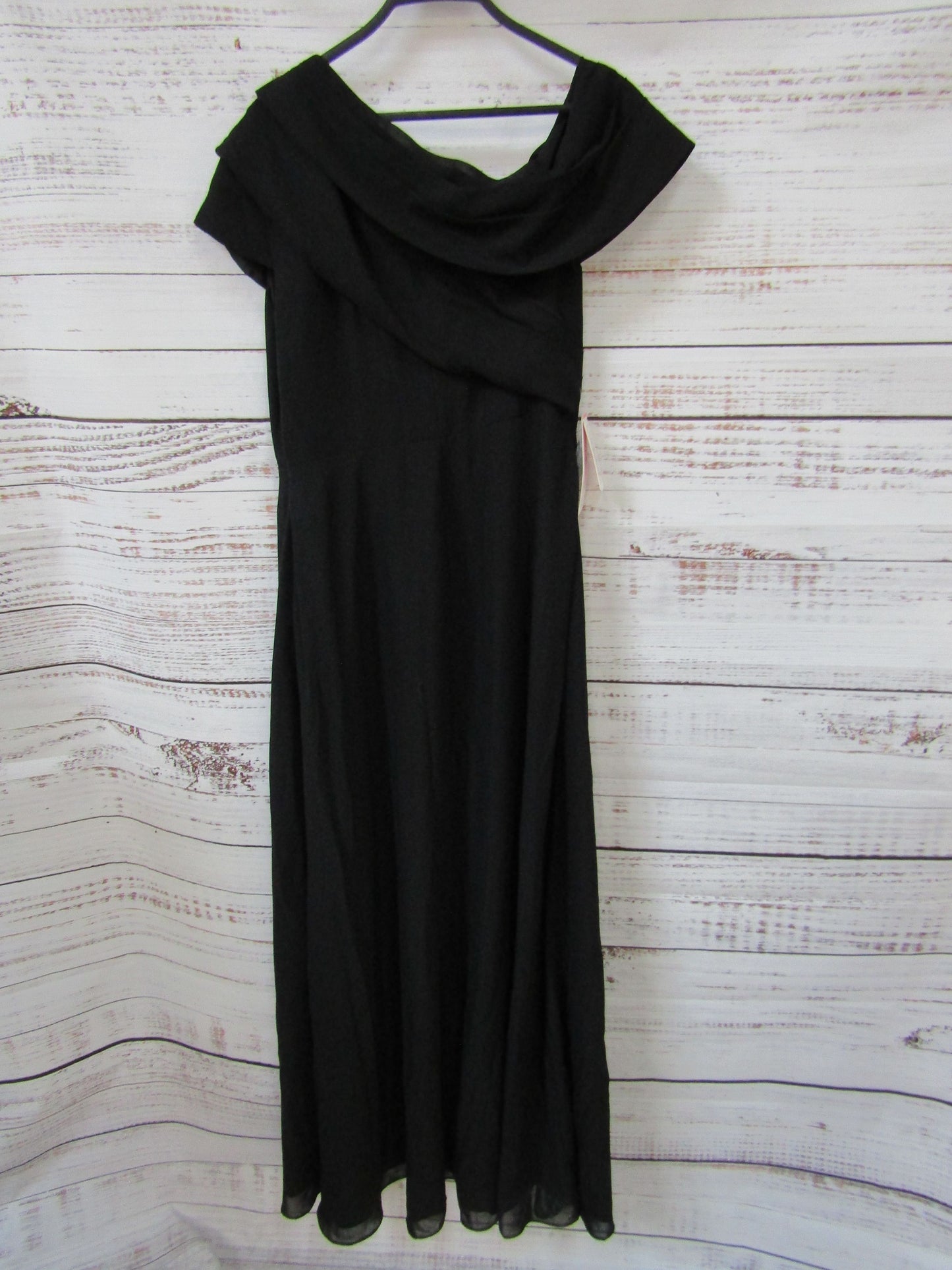 JJ's House Women's Black A-Line Asymmetrical Chiffon Evening Dress Size 12