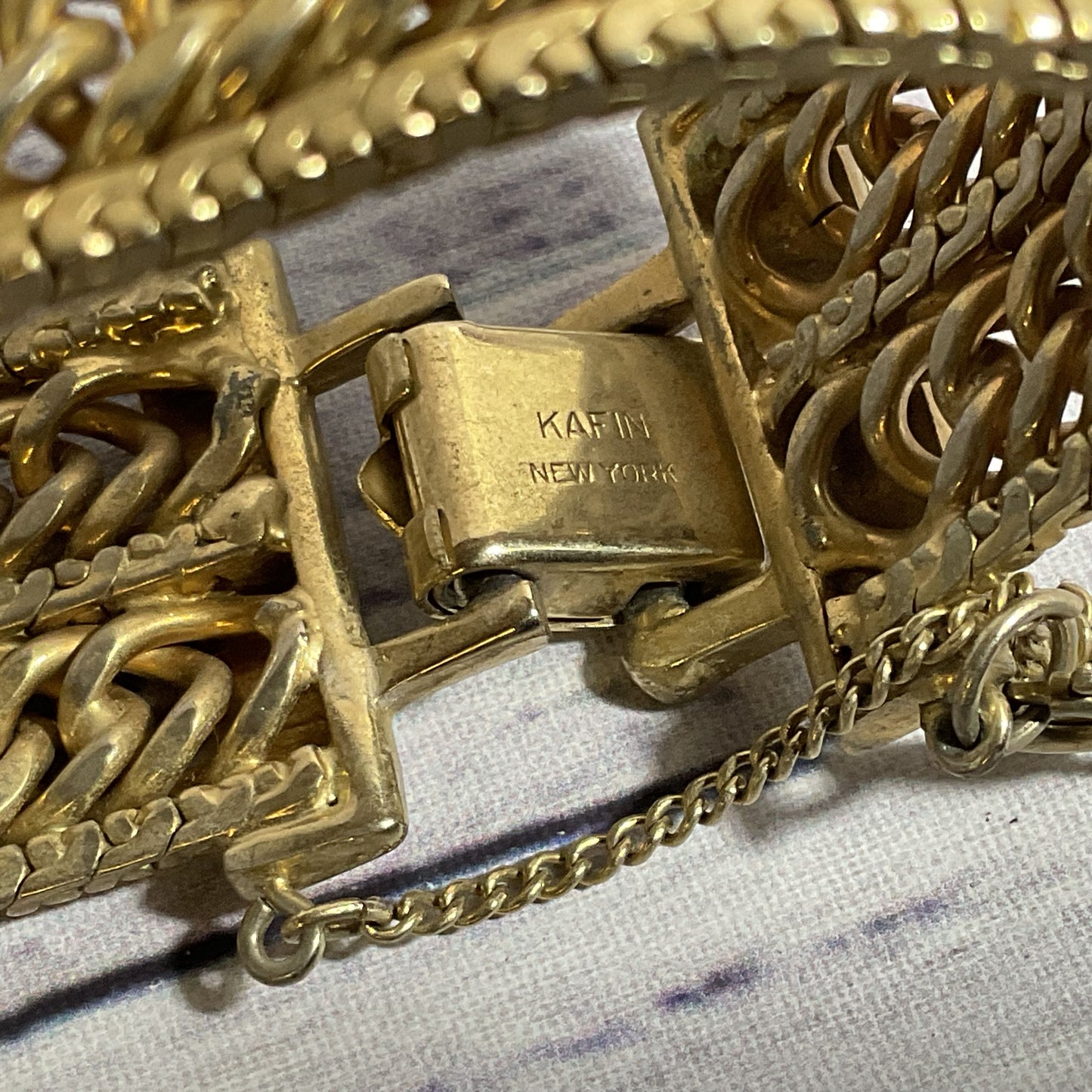 VTG. KAFIN Gold Tone 1" Wide Bracelet