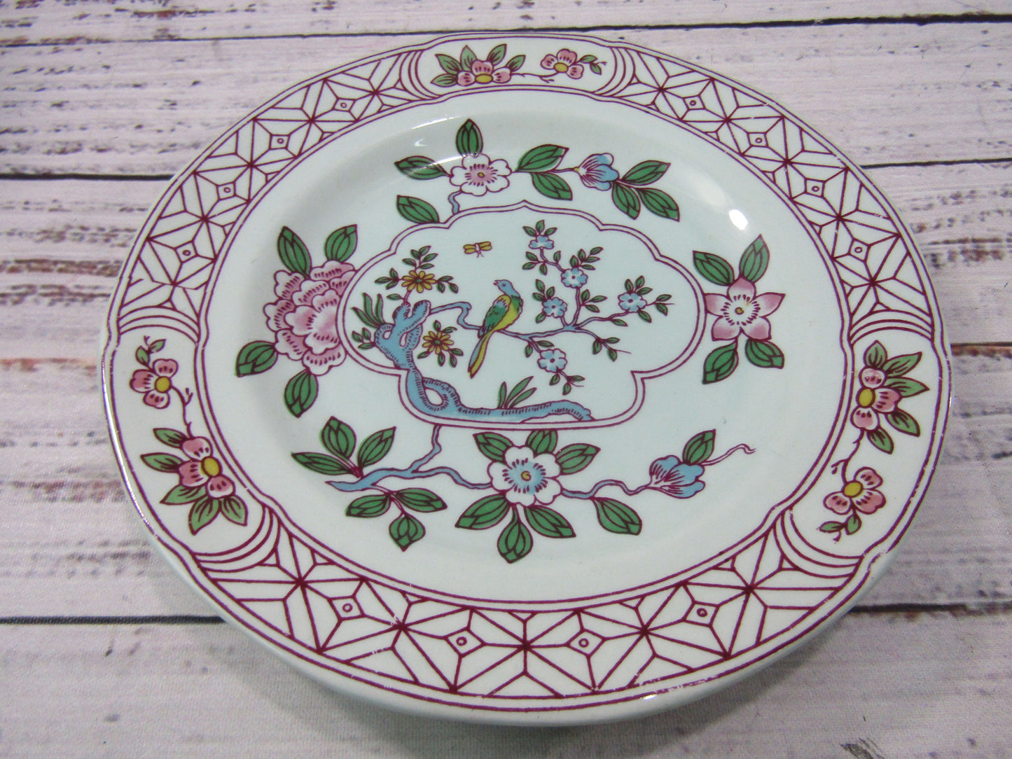 Adams Singapore Bird 6 Dessert Plates & 2 Salad Plates Made in England