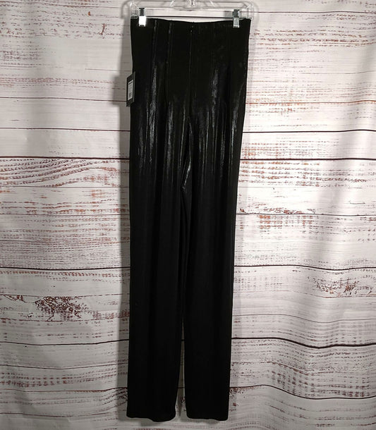 Norma Kamali High Waist Tailored Shiny Pleat Pants Black M/34