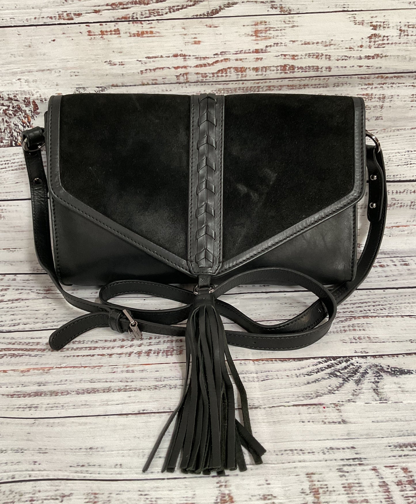 Hidden Land Women's Black Leather Crossbody Shoulder Bag