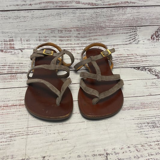 Chie Mihara Brown Taupe Suede Flats Strappy Sandal Women Size 7