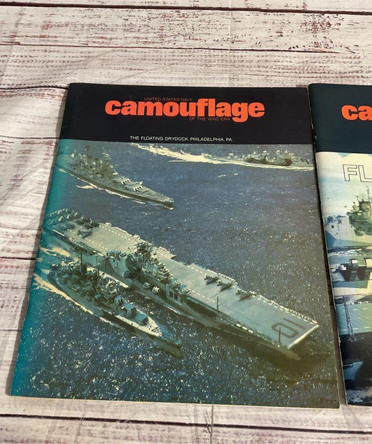 Vintage United States Navy WW2 Era Camouflage Fleet Carriers 1 & 2 1977