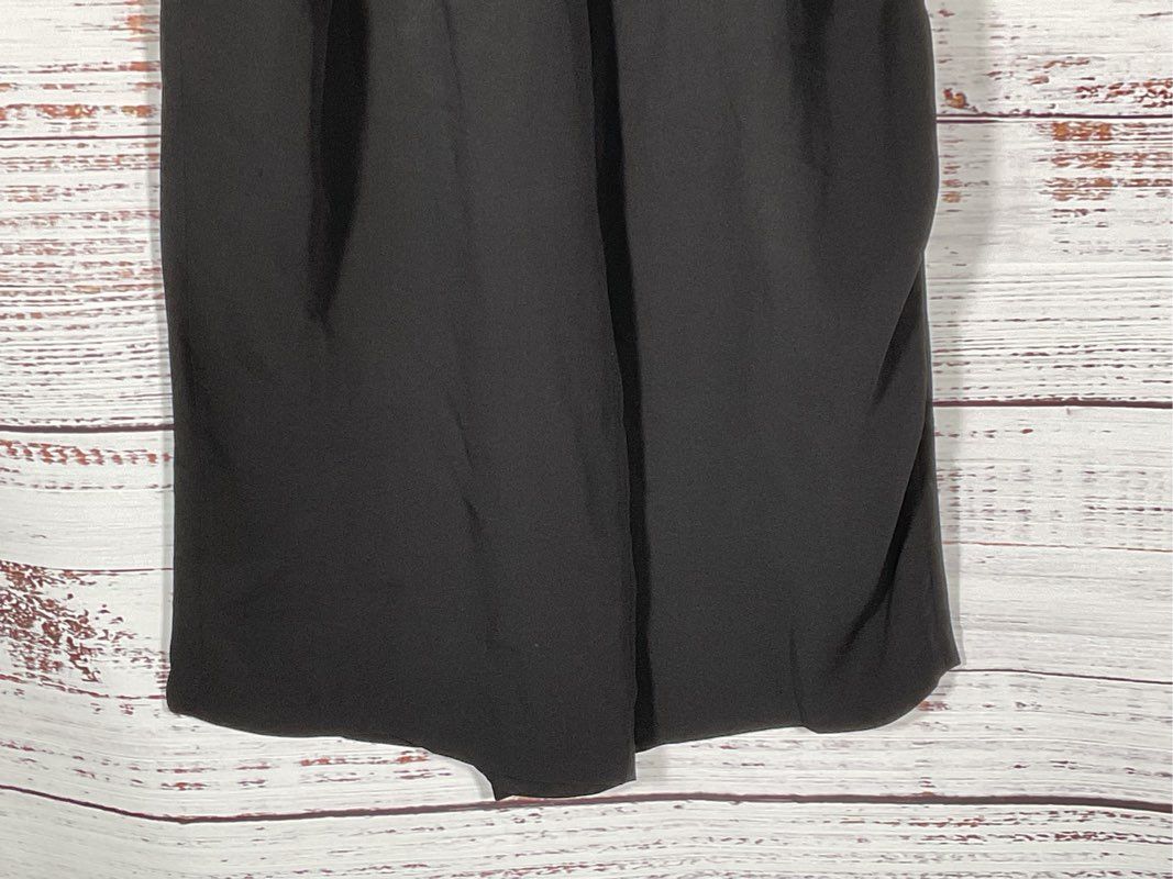 CARESTE Women's Black Silk Pleated Wide Leg Pants- SZ 7
