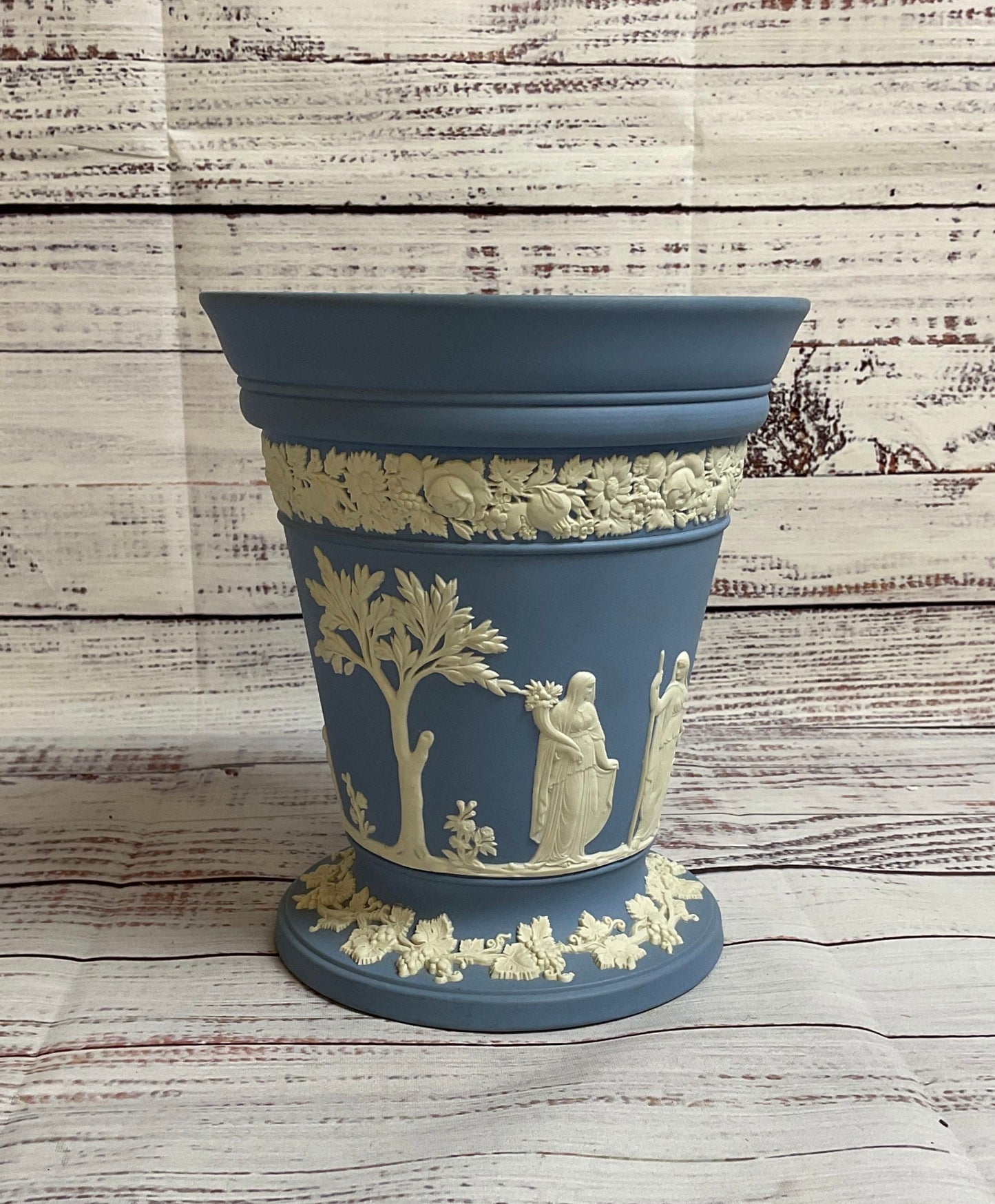 Wedgwood Powder Blue Jasperware Flower Pot Planter