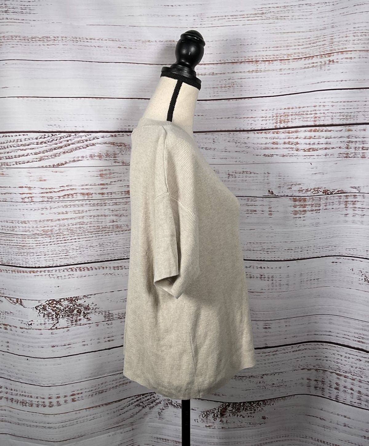 MNG By Mango Beige Elevated Basic Knitwear T-Top Blouse - Size Medium NWT