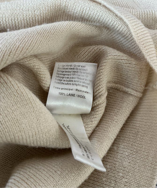 Women's See by Chloe Beige Wool Sweater w/ black velvet buttons Size XS