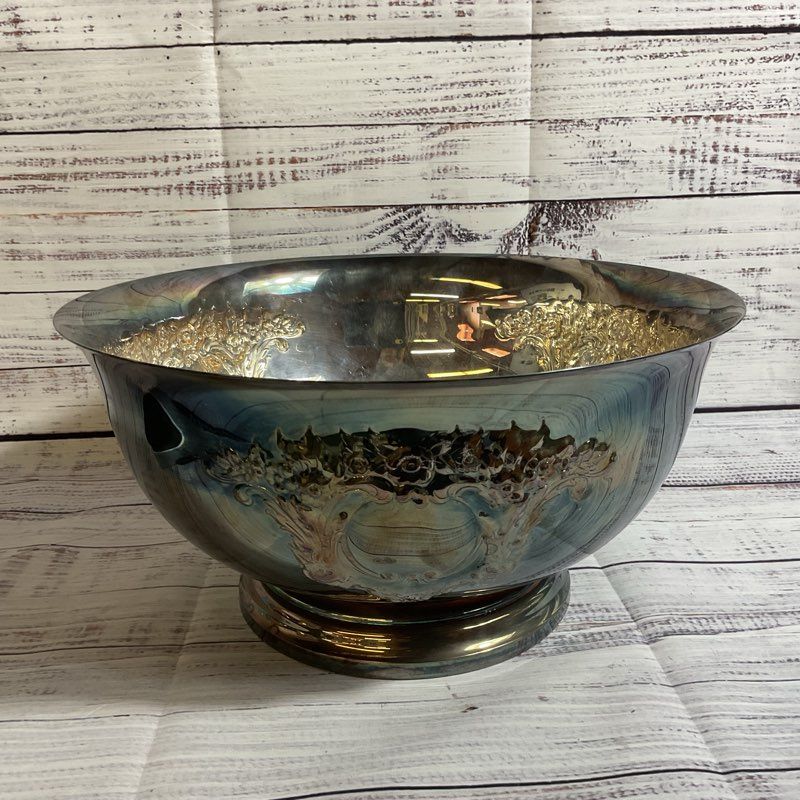 VTG. WALLACE 524 Silver Plate Punch/Serving Bowl- 12"