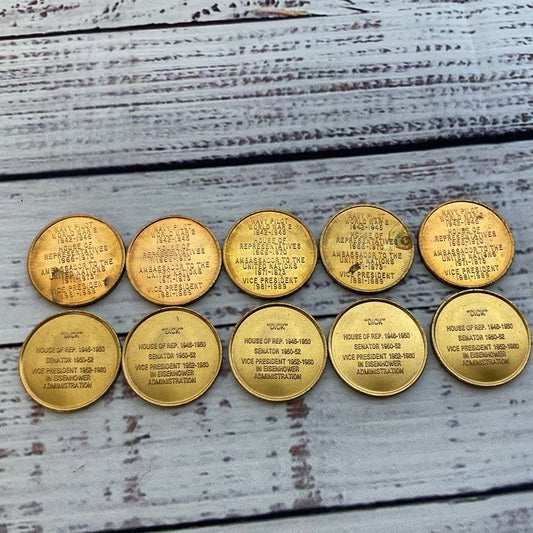 Set of 10 VINTAGE George W. Bush and Richard Nixon Commemorative Tokens/Coins