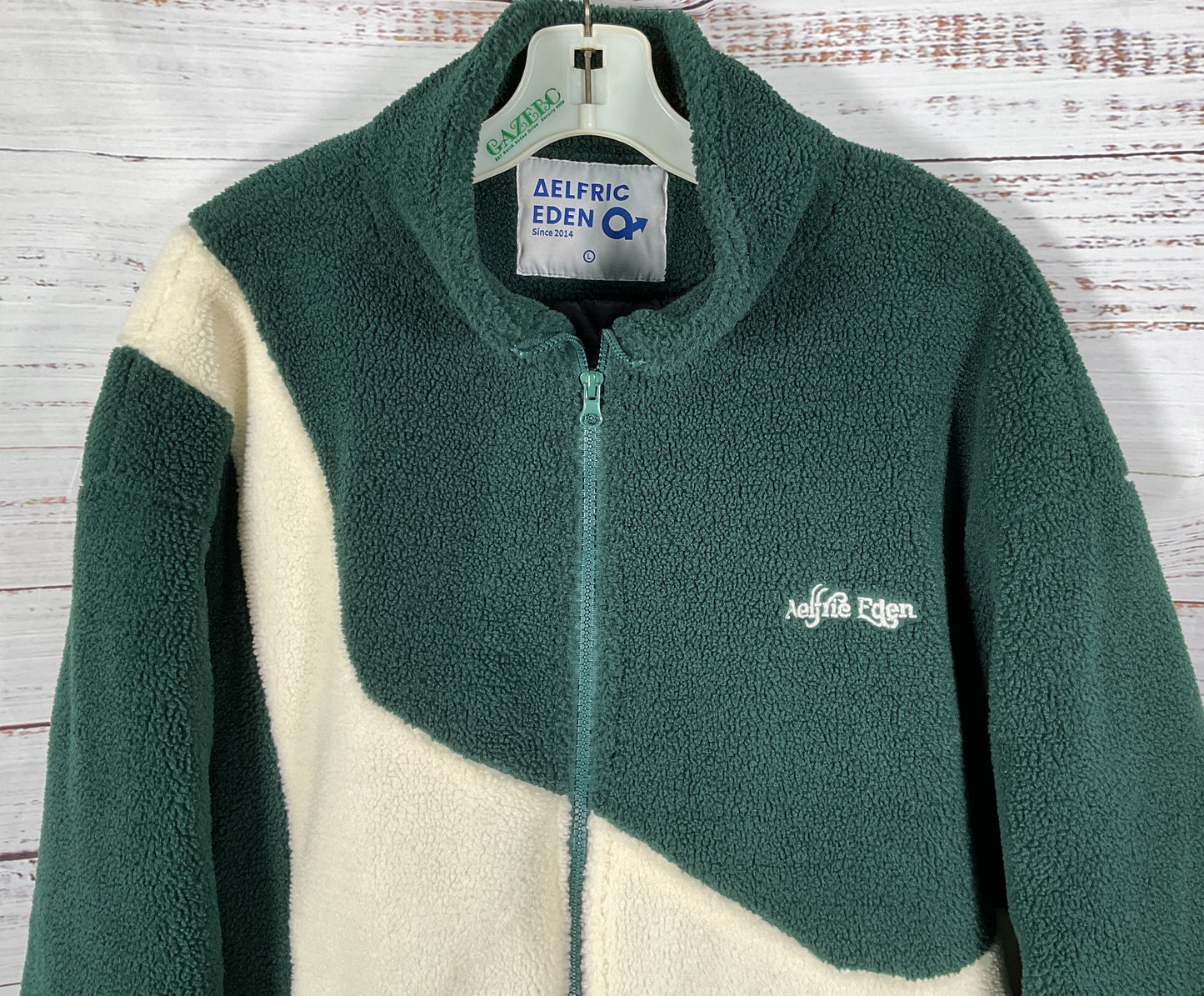 Aelfric Eden Men's Green Patchwork Sherpa Coat Jacket Size L