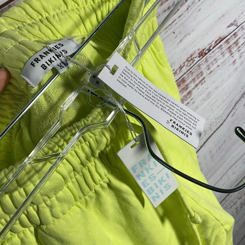 NEW w/ DMG Frankies Bikinis Lime Green Embossed High Rise Jogger Pants - Size XL