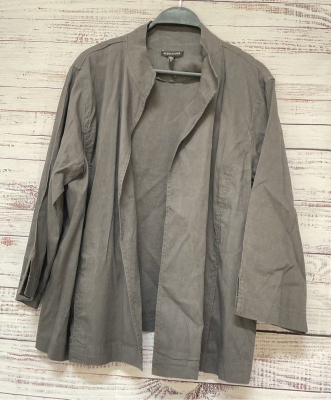 Women's Eileen Fisher Gray open front Jacket Size XL