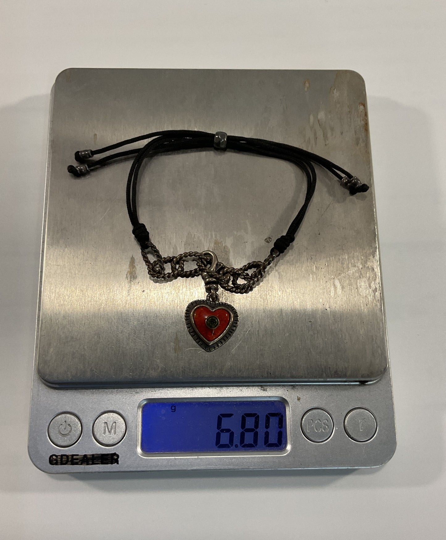 Silpada Red Hot Love Sterling Silver Adjustable Cord Bracelet With Charm