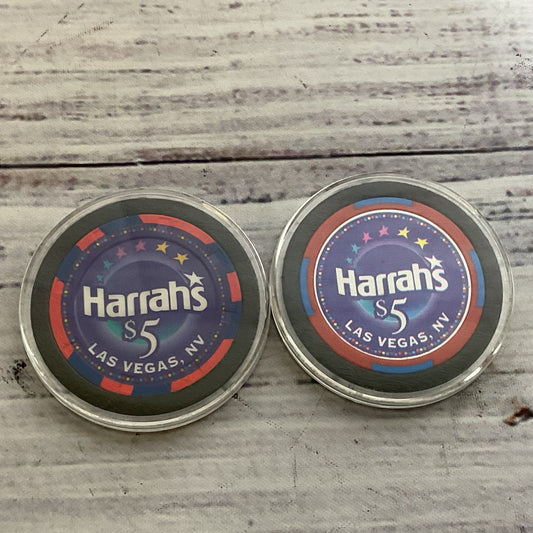 Set of 2 Las Vegas HARRAH'S Casino $5 Limited Edition Irish Poker Chips