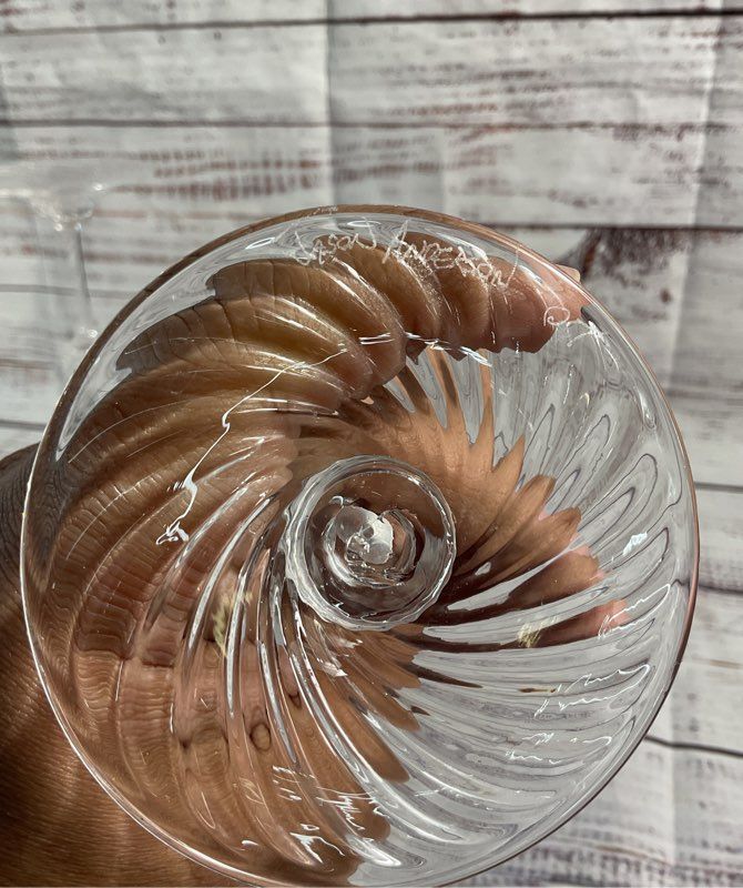 Jason Anderson 2007 Signed 2 Handblown Glass Art Swirl Cups