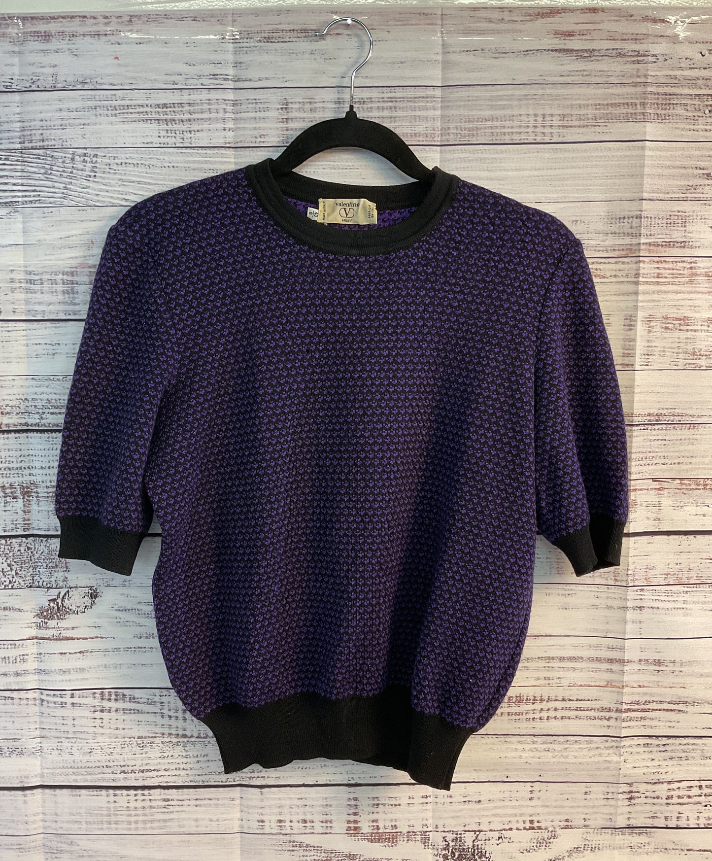 Valentino Miss V Purple and Black Wool Sweater - Size 6