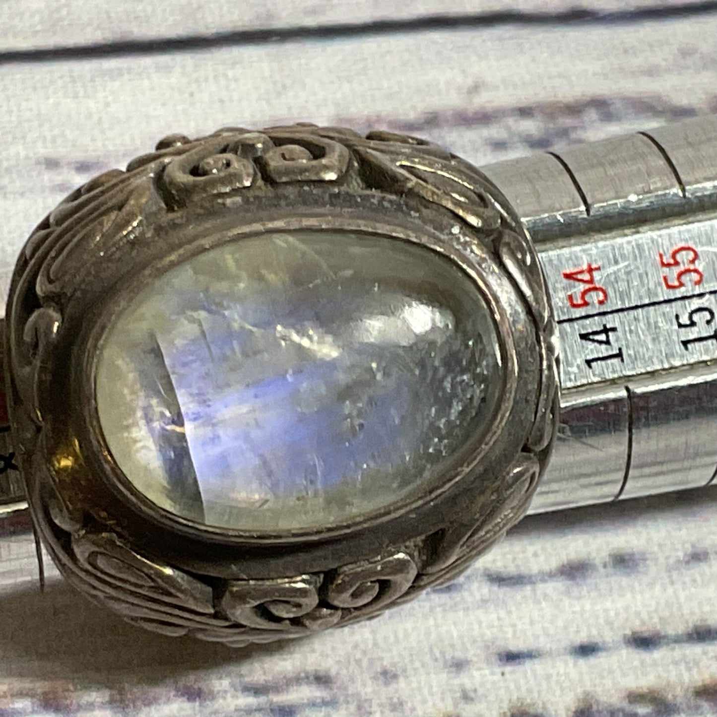 VTG./ANTIQUE Sterling Silver & Cabochon Moonstone 1" Wide SZ 5.75 Ring- 15.86g