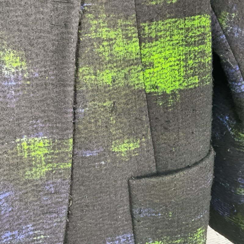 Elie Tahari Black/Blue/Green Wool Blend Patterned Coat - Size S