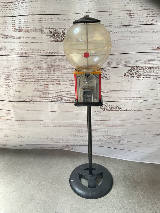 Vintage Victor 1 Penny Cent Gumball Machine On Stand Working No Key