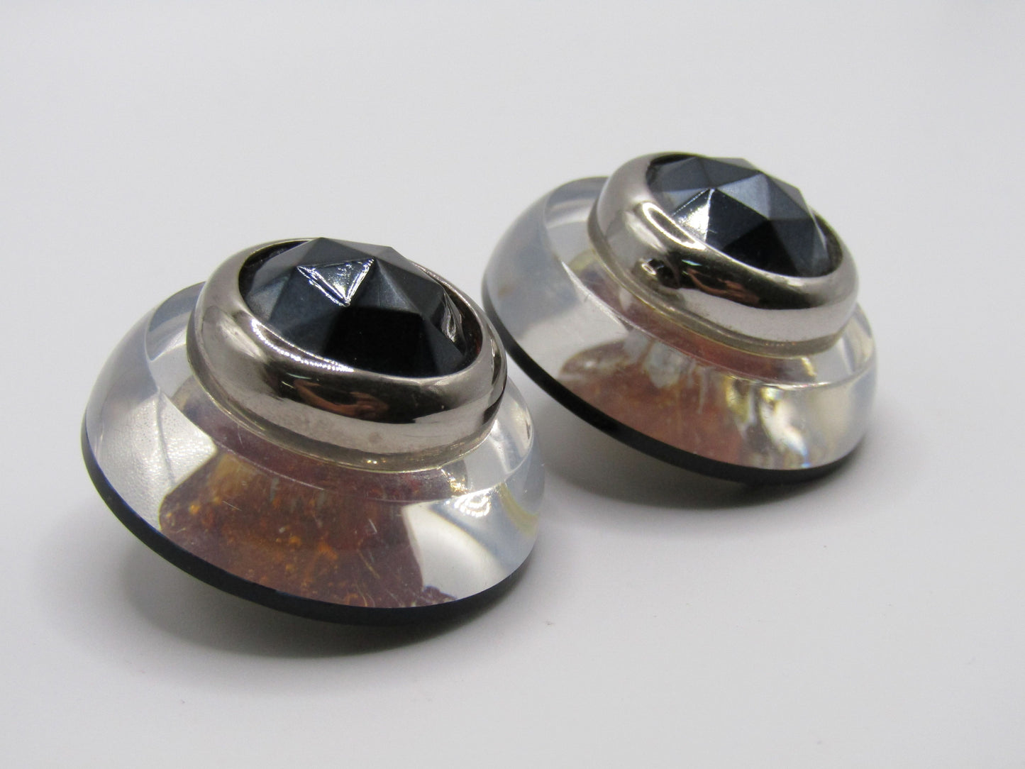 Vintage Diva Chunky Lucite Clip-On Earrings
