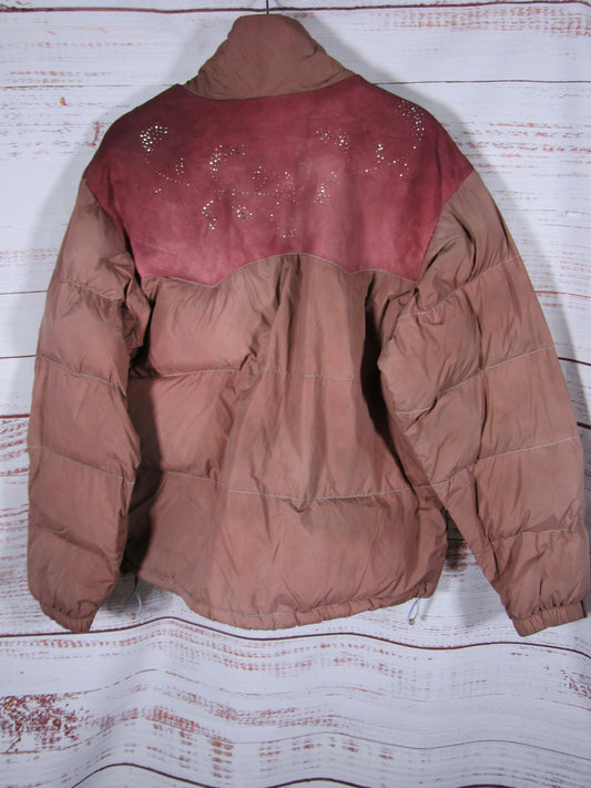 Golf Wang El Paso Women's Brown Rhinestone Accent Puffer Down Jacket Size S