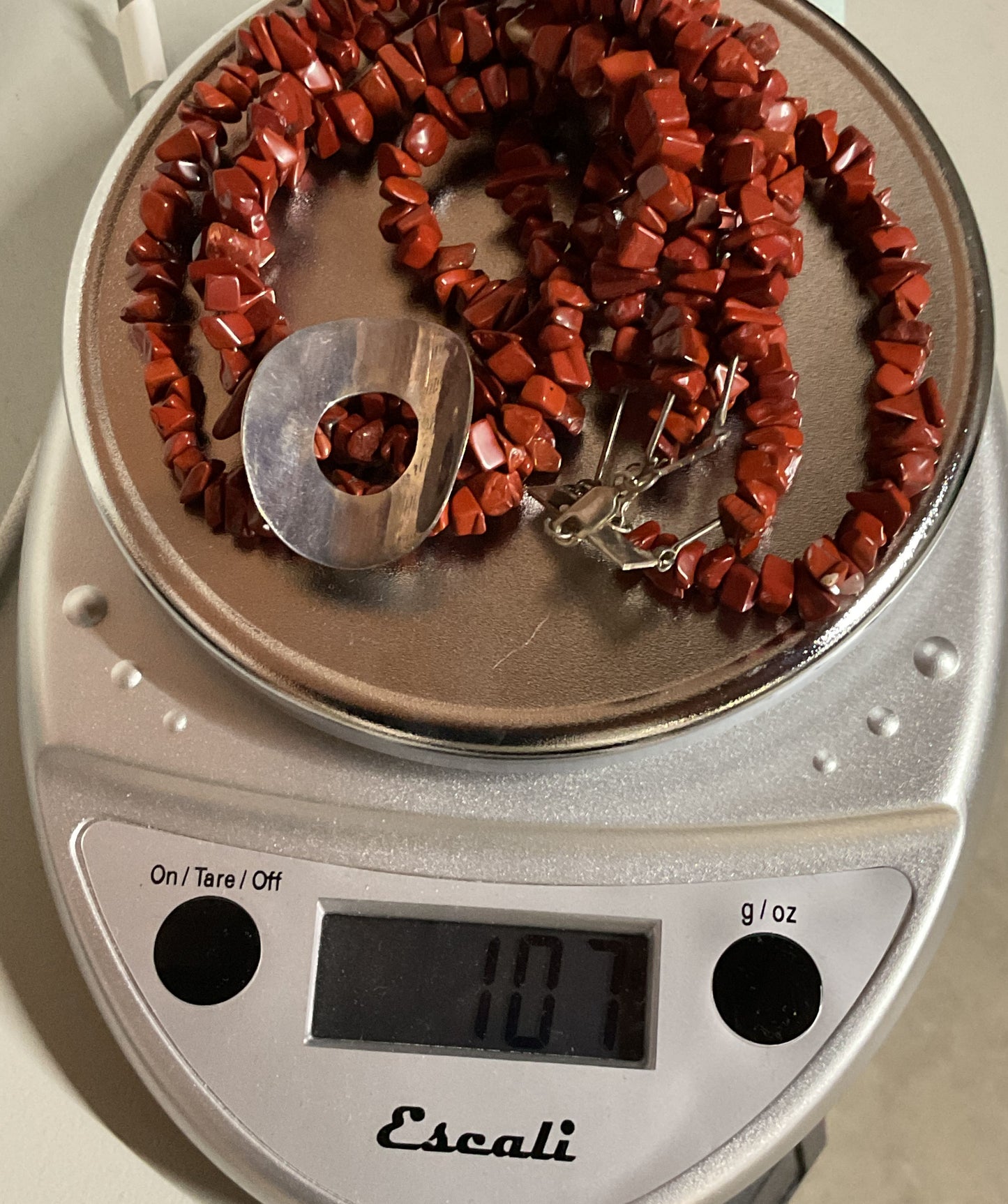 Red Jasper Beaded Sterling Silver Vintage Necklace Choker