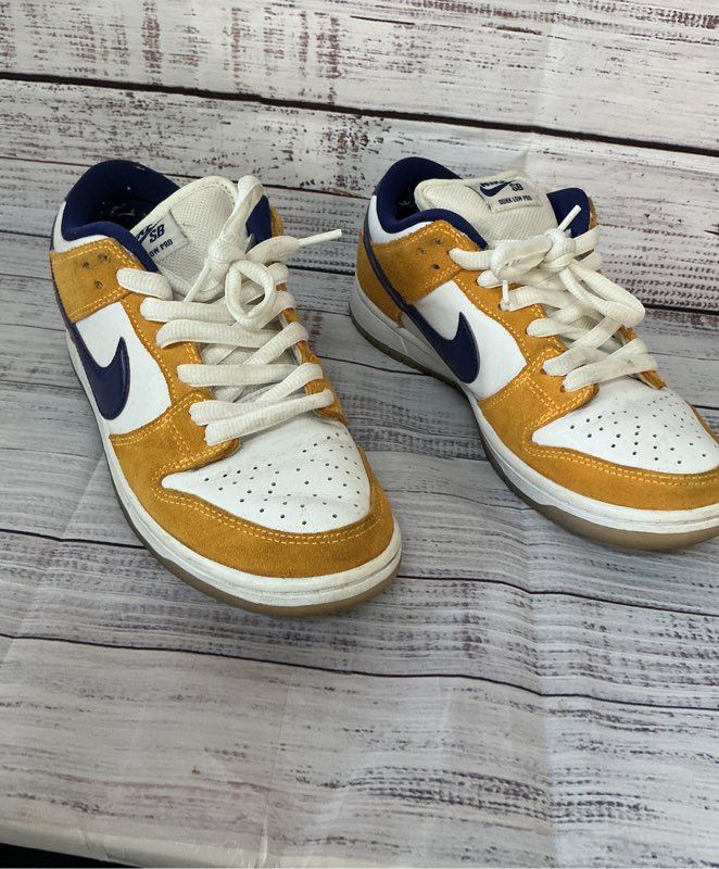 Nike SB Dunk Low Pro White Yellow Sneaker Size 6.5