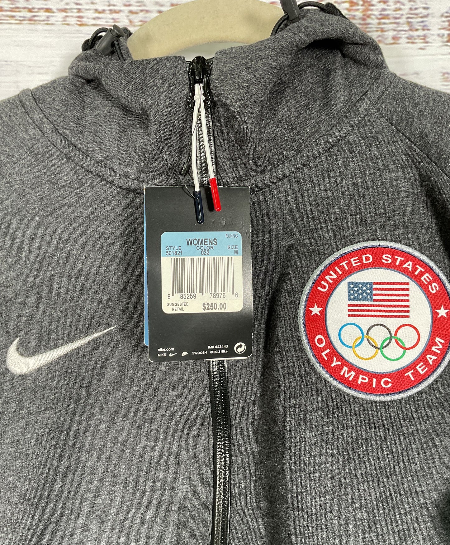 Nike Olympics Team USA Gray Running Sweatshirt Zip-Up - Size Medium, NWT: 250.00