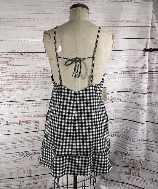 Anthropologie Apron Style Gingham Mini Dress Black White M