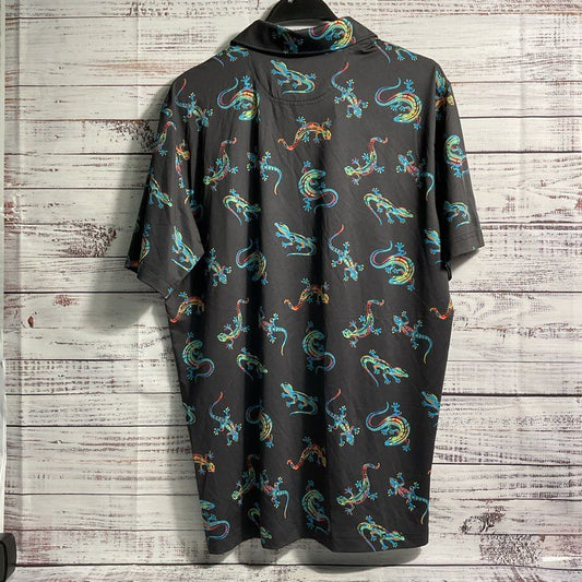 Chubbies Charcoal Gray Lizard All Over Print Polo Shirt - Size M