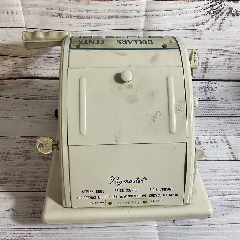 VTG./ANTIQUE PAYMASTER Series 8000 Check Printer Machine Ribbon Writer With Key