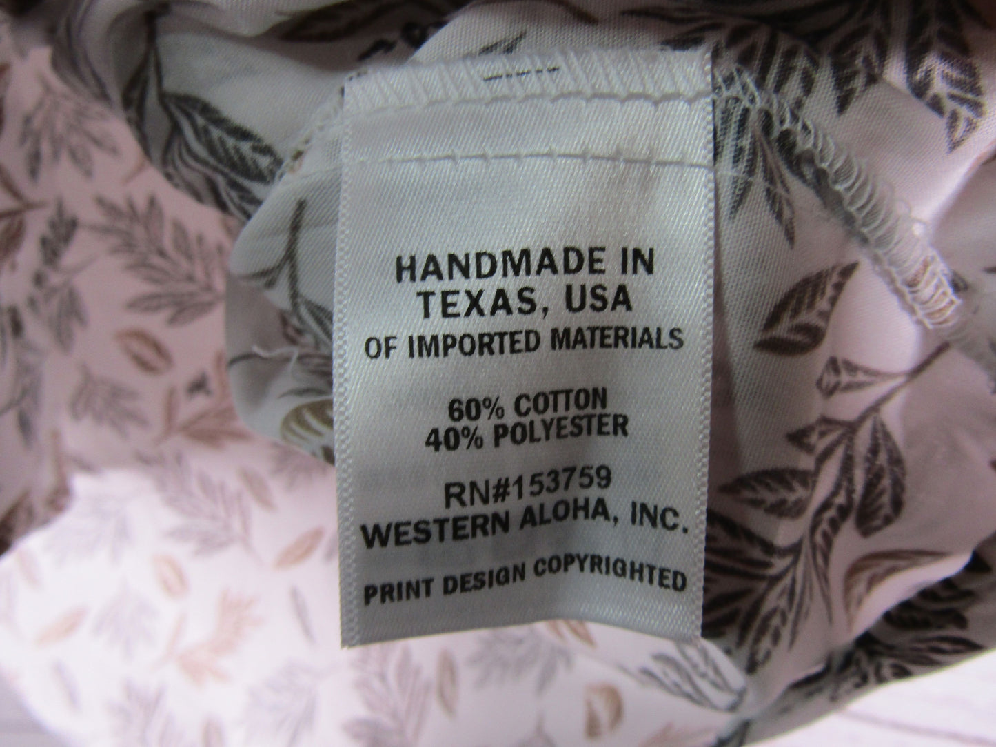 Western Aloha Men's White Short Sleeve Cotton Blend Leaf Print Shirt Size M