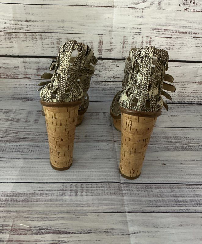 Women's Opening Ceremony Snake Print Platform Cork Heels Size 38 US 7.5