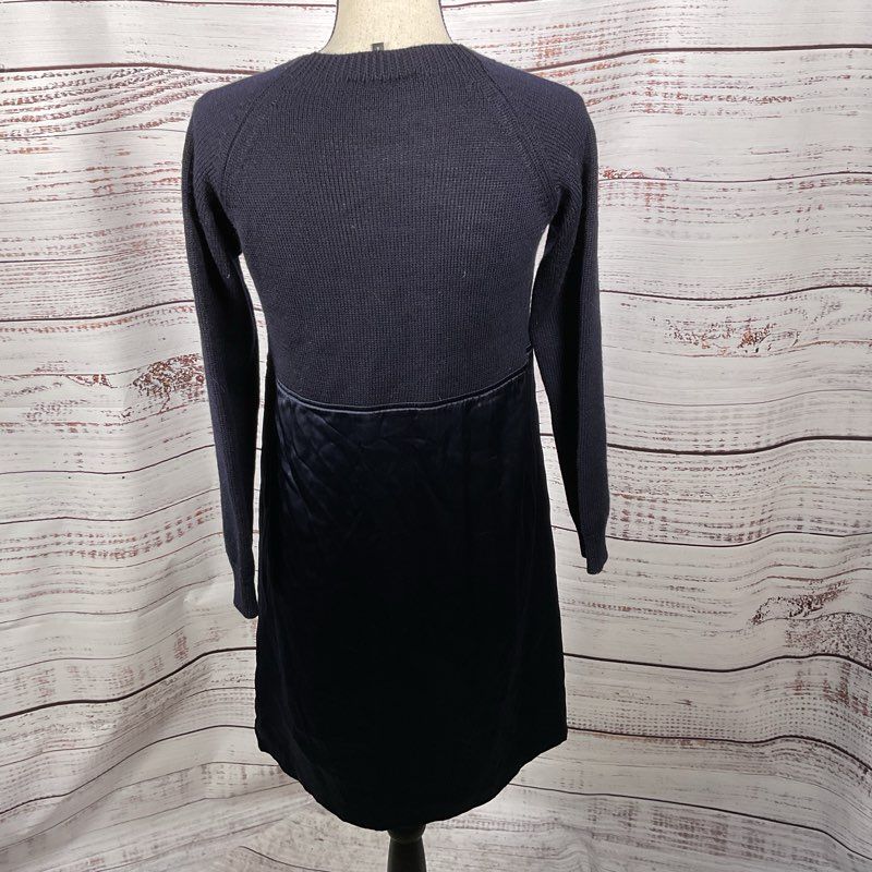 A.P.C. Women's Navy Blue Wool Knit and Silk Dress- SZ S