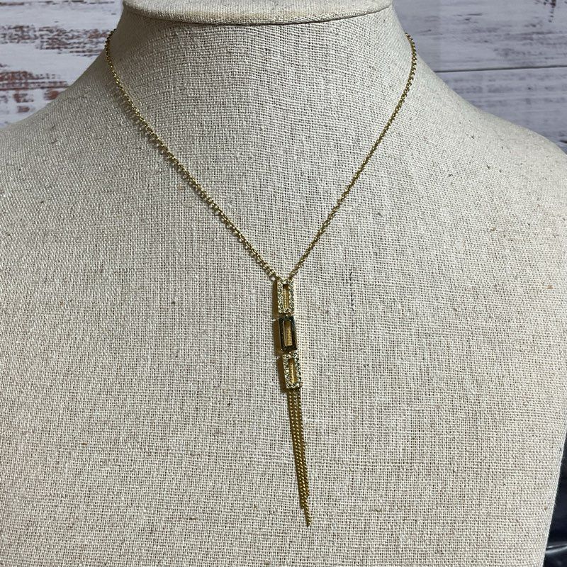 SWAROVSKI Gold Tone & Crystals Rectangle Linked Y-Necklace- 17"