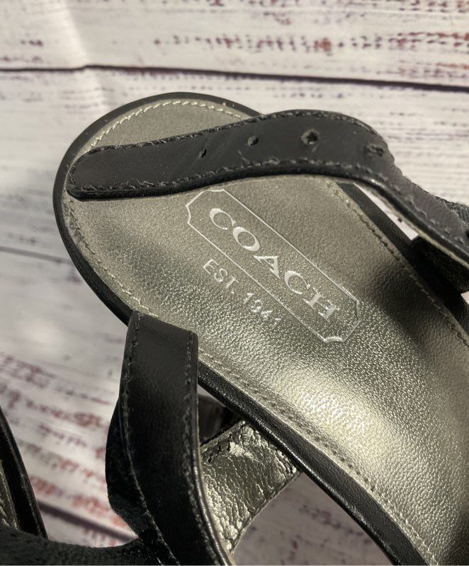 Women's Coach Slingback Black Front Logo Heels Size 9.5B