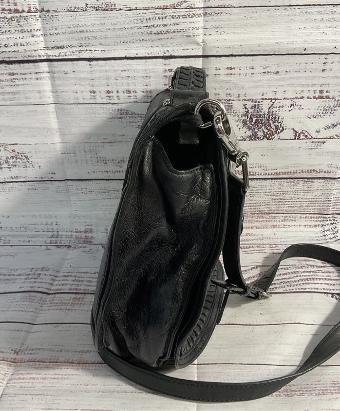 Rebecca Minkoff Black Leather Vanity Saddle Tassel Large Crossbody Bag