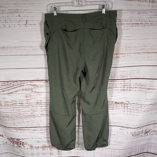 Alexander Wang Olive Green Twill Paneled Ruched Hem Safari Pants - Size 10