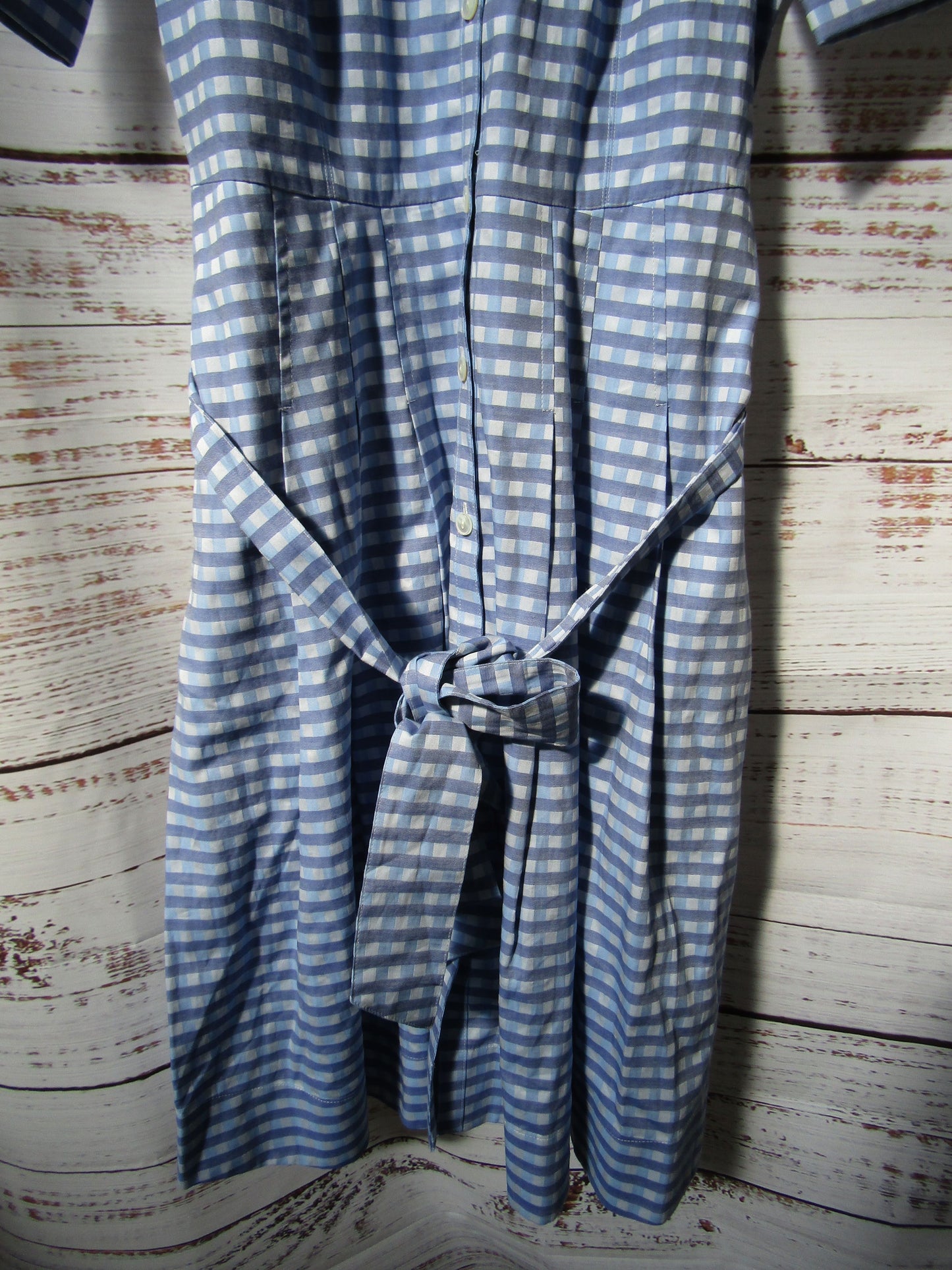 Brooks Brothers Women's Blue Gingham Checkered Short Sleeve Dress Size 8