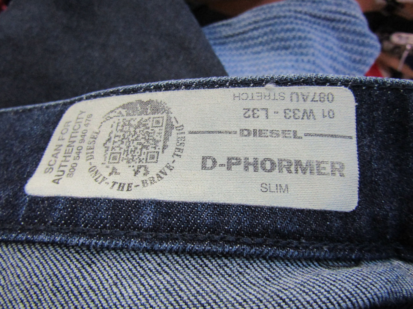 Diesel D-Phormer Men's Navy Blue Slim Fit Jeans Size 33 x 32