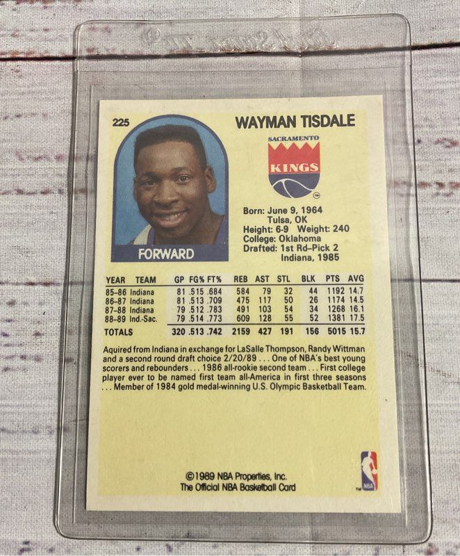 Vintage Wayman Tisdale Signed 1989 NBA Hoops #225 Trading Card