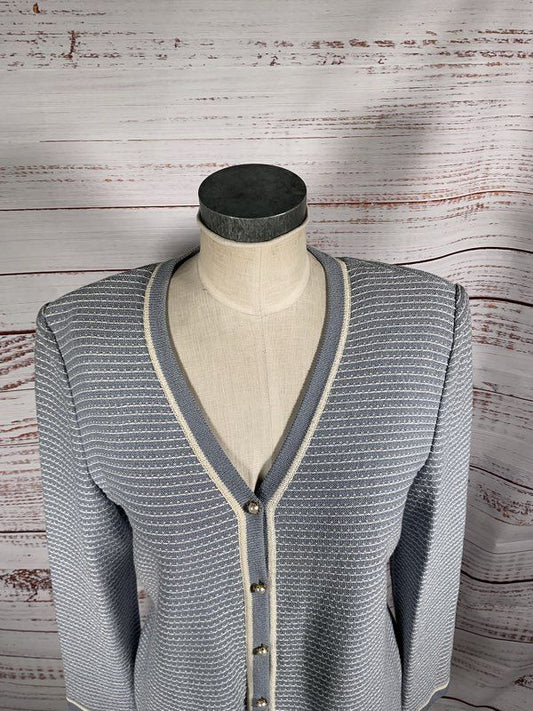 Vintage ST. John Collection By Marie Gray Shoulder Padded Wool Cardigan Size S